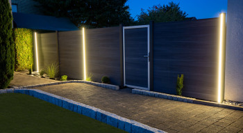 Clôture de jardin planeo Gardence en aluminium - Anthracite sans ou avec  choix d'inserts de design 180 x 180 cm - Clotures jardin
