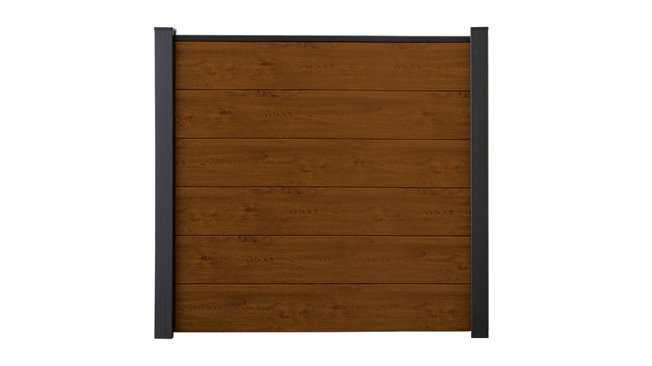 planeo Basic - PVC Plug-in Fence Square Golden Oak 180 x 180 cm -  Recinzioni giardino