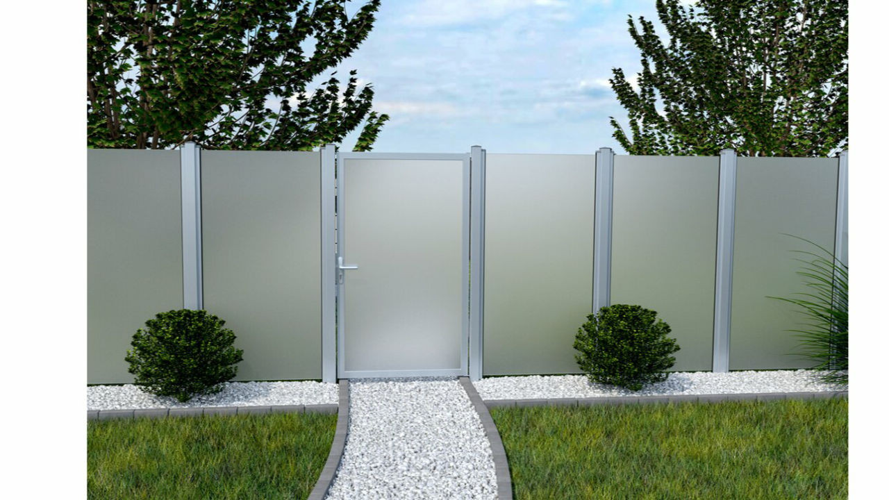 planeo Ambiente - cancello privacy in vetro DIN destro satinato 100 x 180  cm - Recinzioni giardino