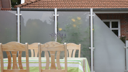 planeo Gardence Flair - Recinzione in vetro Destro Smussata satinato 90 x 180cm