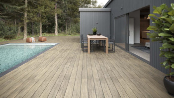 planeo WPC decking plank - tavola massiccia beige - scanalata/testurizzata