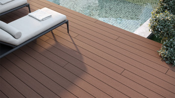 pannello per decking WPC planeo - camera cava rosso-marrone - scanalato/liscio